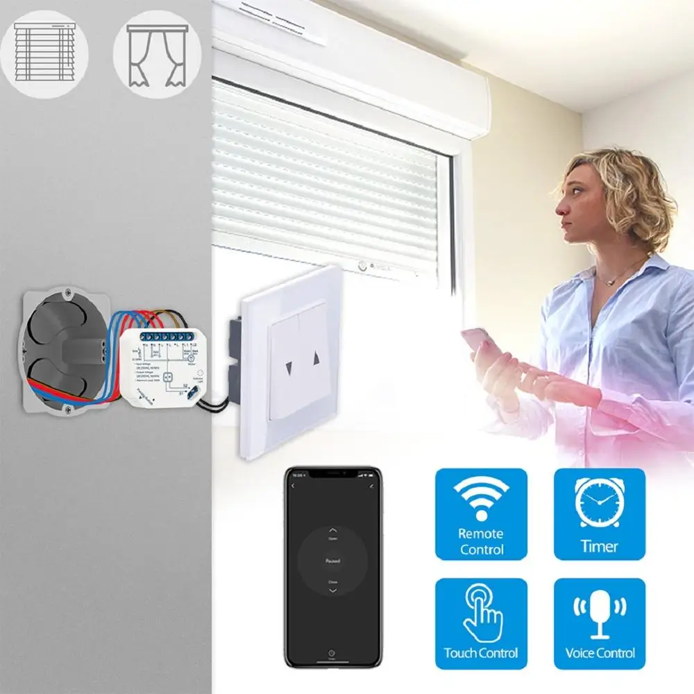 Tuya Smart Life WiFi Curtain Switch Module for Blinds Roller Shutter Google Home Alexa Voice Control App Timer Smart Home DIY