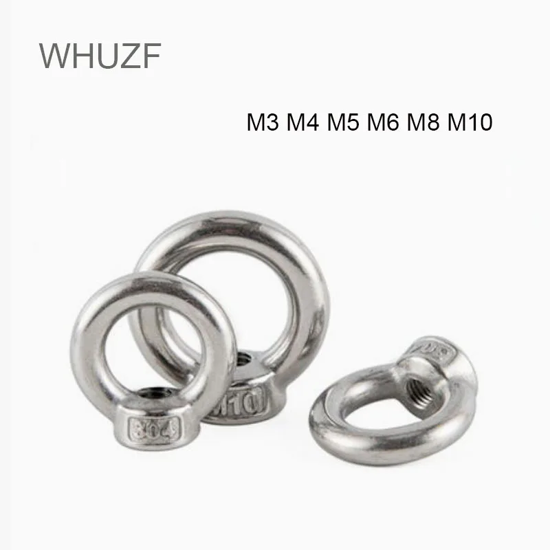 

WHUZF 2/4 шт. подъемные гайки/винтовое кольцо eyebolt кольцо hooking гайка M3 M4 M5 M6 M8 M10 M12 304 нержавеющая сталь