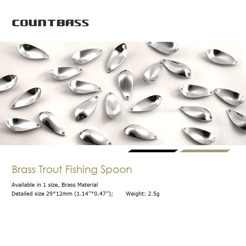 COUNTBASS 50pcs Brass Salmon Fishing Spoon Blanks  2.5g ( 3/32oz) Trout Area Spinning Unpainted Angler's Lures