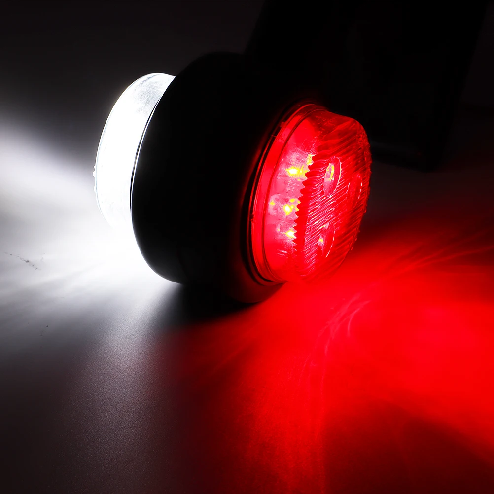2X 6LED Clearance Elbow Rubber Light Trailer Truck Position Parking Outline 12V 24V Side Marker Lights White Red Rear Lamps