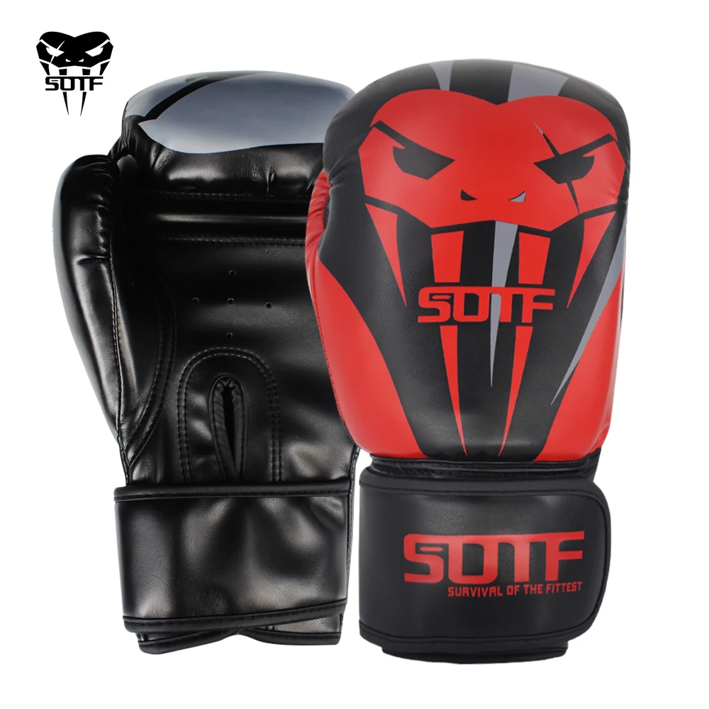 SUOTF MMA Fierce fighting Boxing Sports Leather Gloves Tiger Muay Thai boxing pads fight Women/Men sanda boxe thai glove box mma