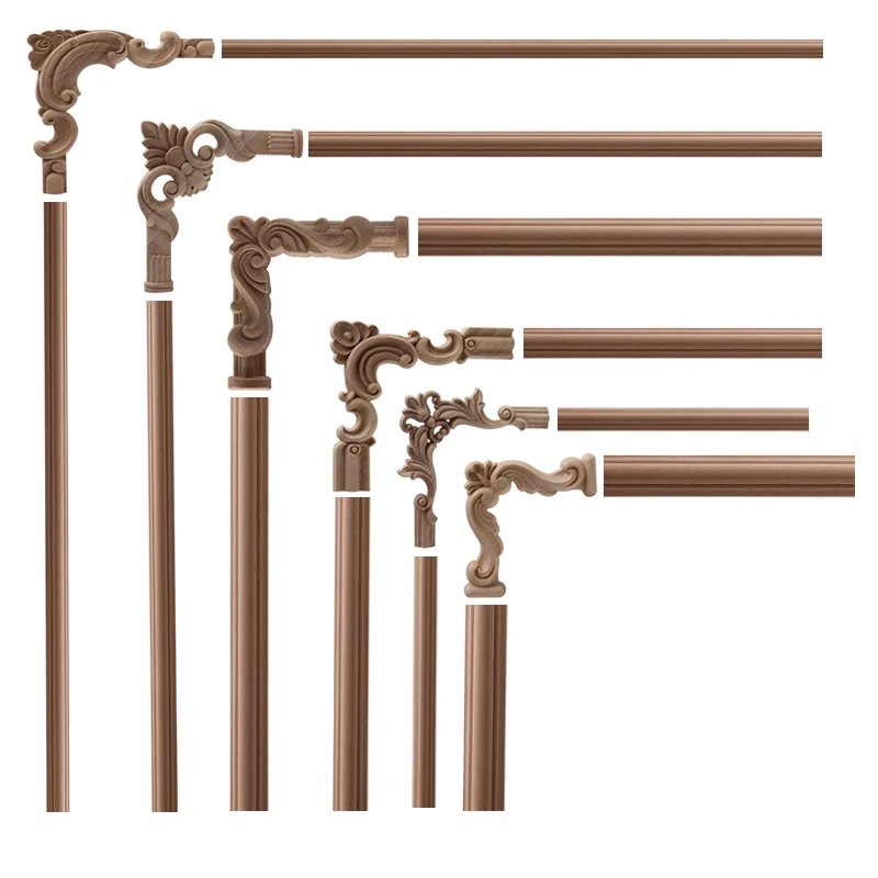 חדש קישוט אירופאי תפאורה מודרני Onlay עץ מדבקות אפליקצית עץ עץ מסגרת ארוך גדול עלים גומי עץ חלון פינת קירות