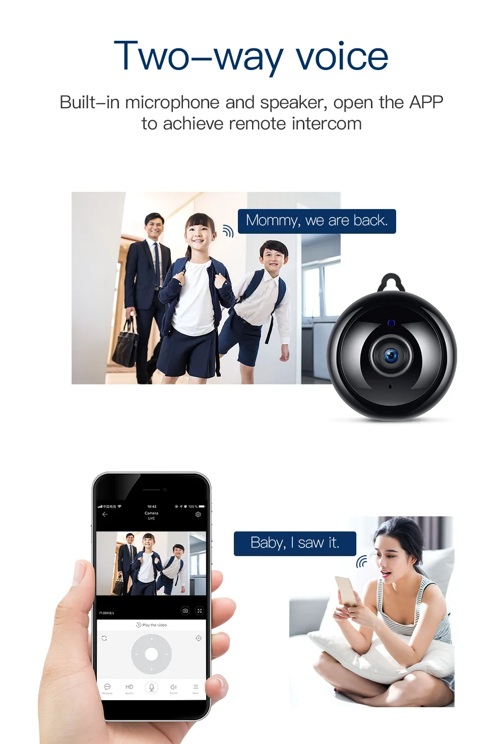 HD 보안 홈 와이파이 무선 카메라 나이트 비전 스마트 원격 네트워크 미니 카메라