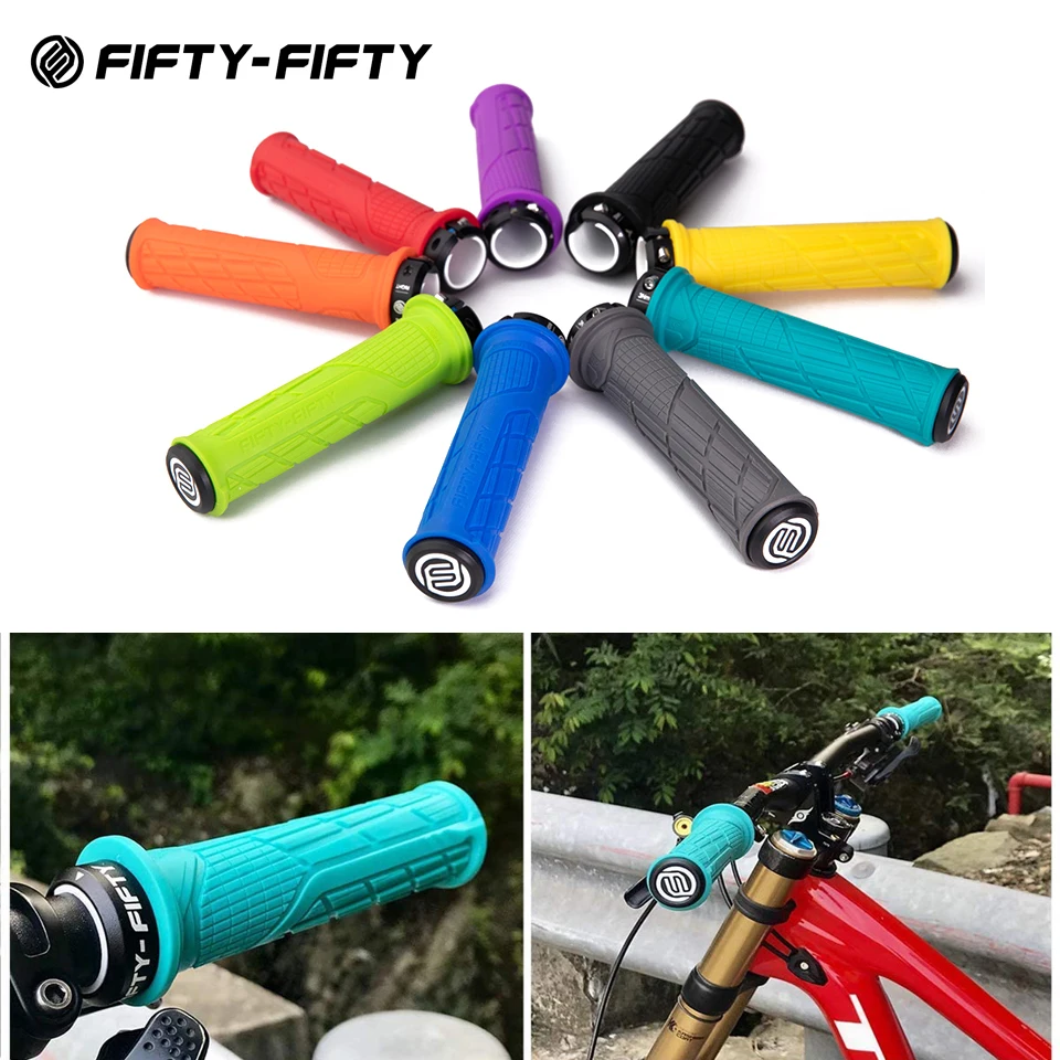 FIFTY-FIFTY MTB Bicycle Grips Custom Rubber Compound Single Lock-on Handlebar Grips Shock Absorbing Soft Mountain Bike Grips