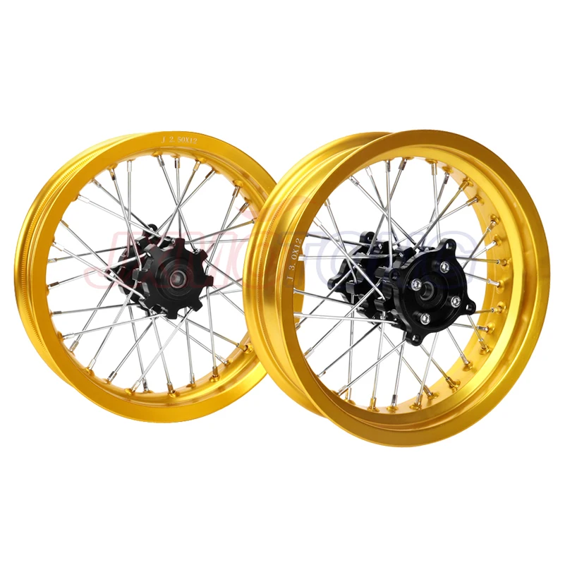 Gold Pit bike Rims 15mm hole 2.50-12inch & 3.00x12\