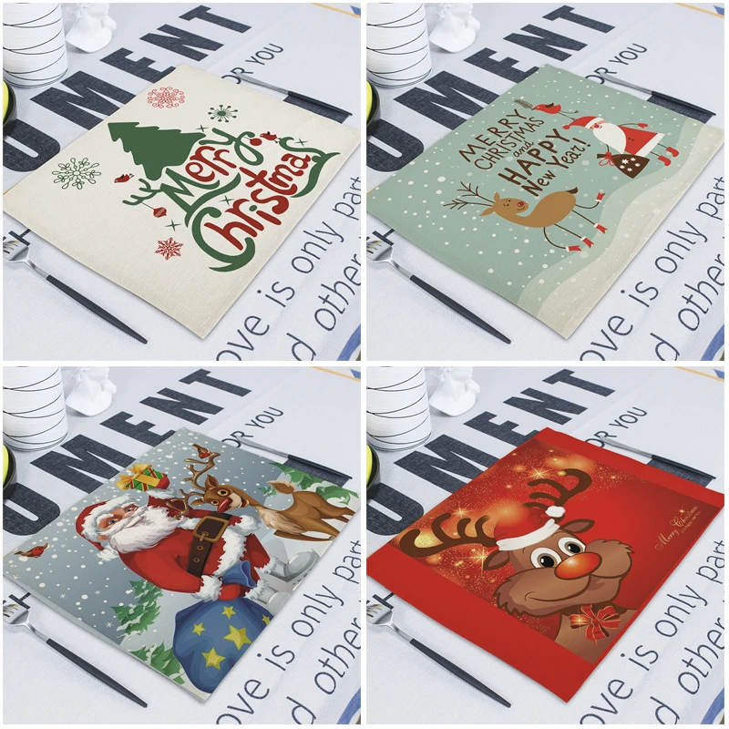 Santa Napkin Cloth Napkins Tea Towels 43*32Cm Christmas Decoration Retro Fabric Napkins Table Restaurant Table Mats Serviette