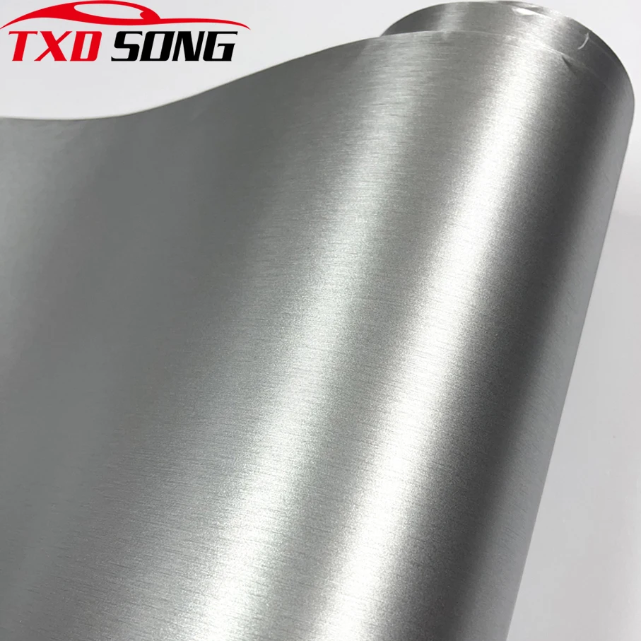 50cmx200/300cm Silver red Metallic Brushed Aluminum Vinyl Metal Car Wrap Film DIY Styling Adhesive Car Motorbike StickerDecal