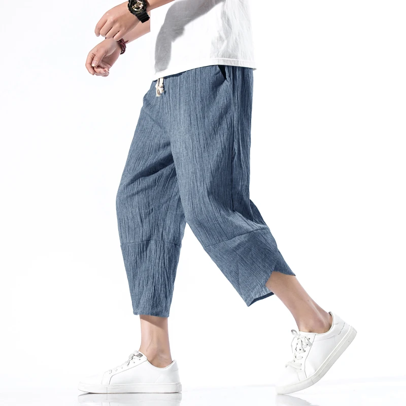 Pantalon court en coton pour hommes, décontracté, ample, élastique à la taille, style Hip Hop, Harem, nouvelle collection été 2021