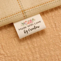 Custom Pattern Cotton Label, Washable Beige Label, Custom Brand Label, Clothing Label, 30*60mm, MD2015