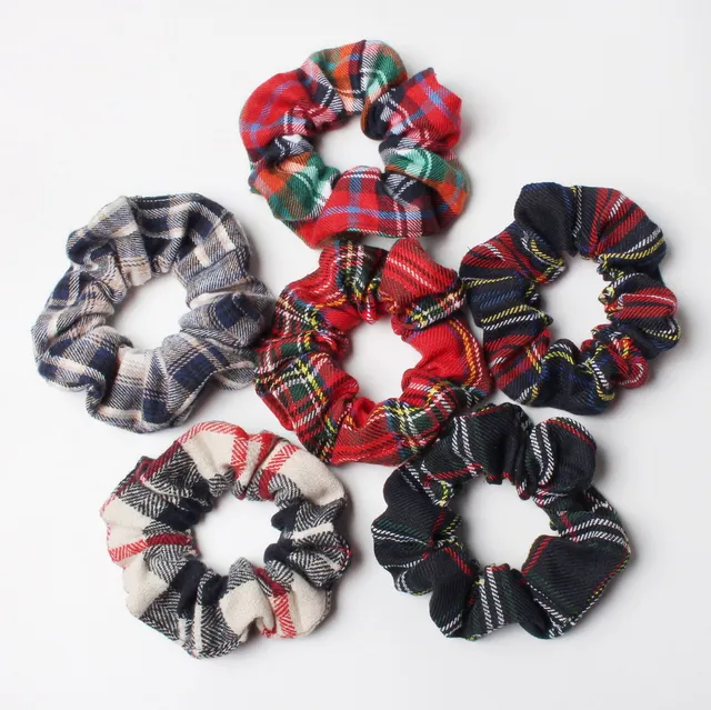 2 sztuk Plaid Scrunchies zestaw jesień i zima kobiety włosy elastyczne gumki do włosów dziewczyny gumki do włosów gumka do włosów akcesoria do włosów