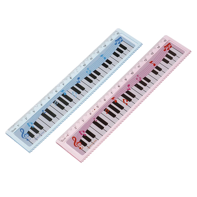 15cm Straight Ruler Cute Cartoon Piano Musical Note Ruler bookmarks School Student Ruler gift ruler color random 1Pcs