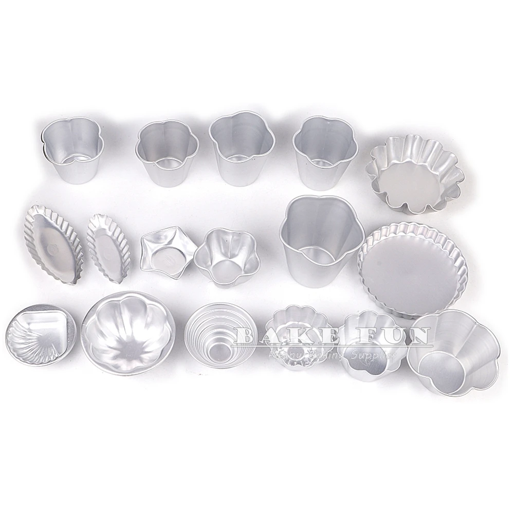 10pcs/lot Fruit Jelly Pudding Cup Mold Aluminium Petal Five-Star Molds Plum Chrysanthemum Shell Flower Cake Mould DIY Bakery