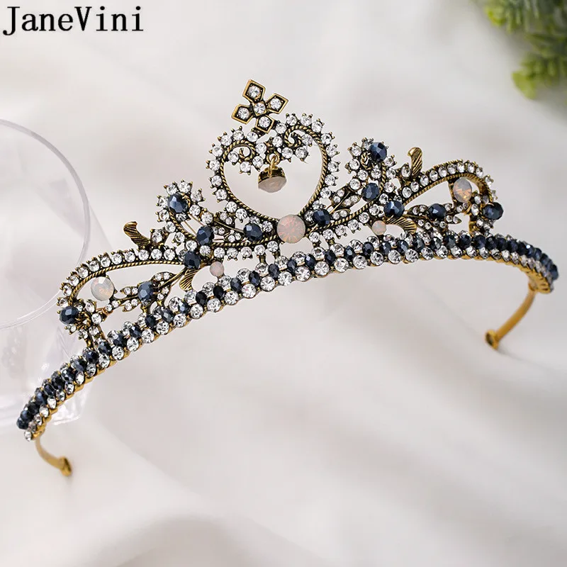 JaneVini Baroque Weddings Tiaras and Crowns Women Crystals Beaded Diamond Bridal Headband Bride Party Crown Accessoire Cheveux