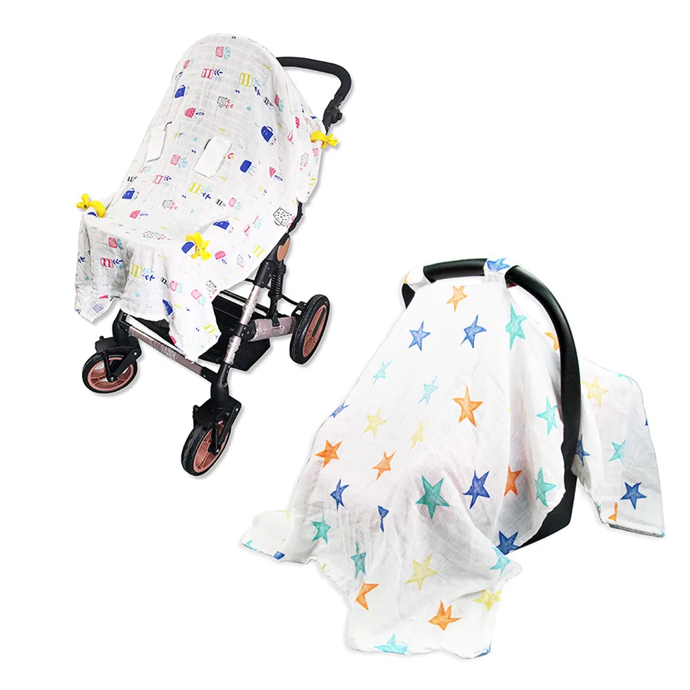 Windproof Baby Stroller Basket Cover Multi Use Maternity Breastfeeding Nursing Towel Cotton Infant Newborn Shopping Cart Awning