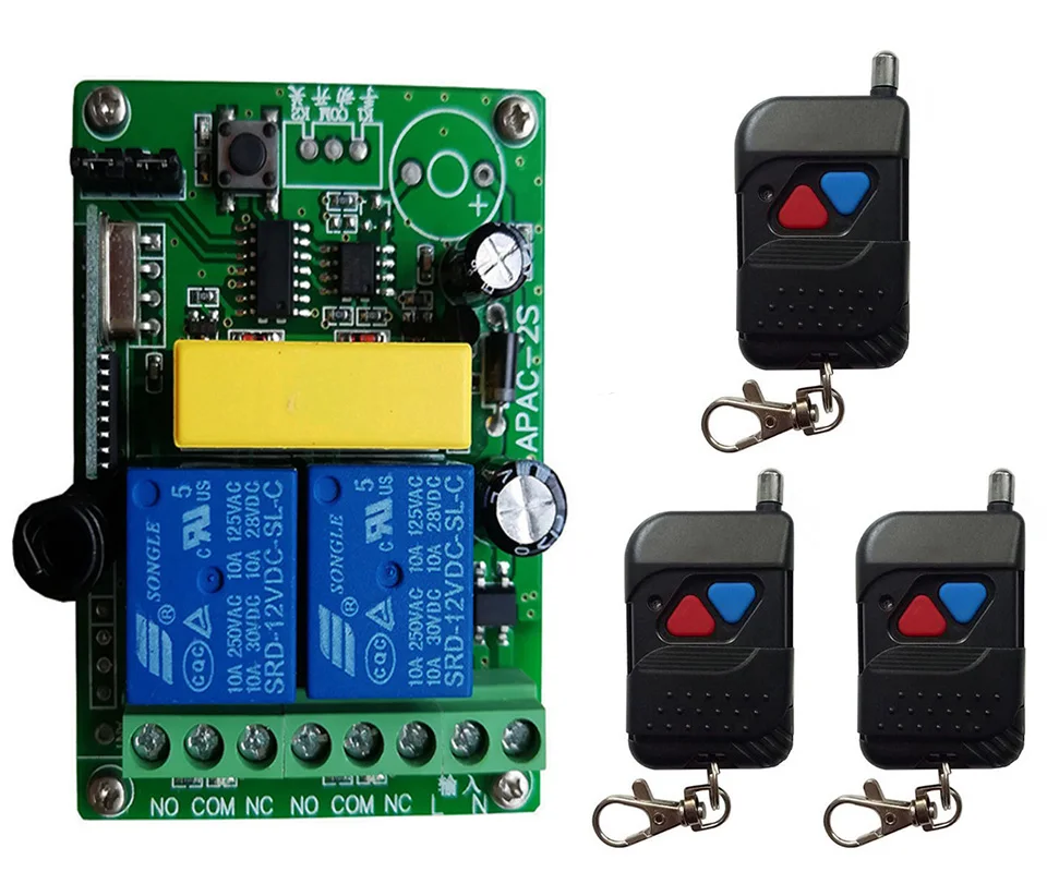 Wireless RF Remote Control Light Switch 10A Relay Output Radio AC 220V 2 CH Channel 2CH Receiver Module +Transmitter/ window