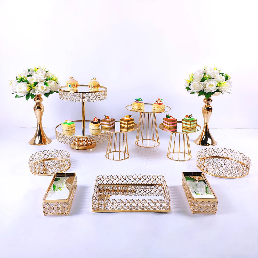 

11pcsHome party display stand wedding decoration wrought iron birthday tray dessert fudge desktop afternoon tea cake stand