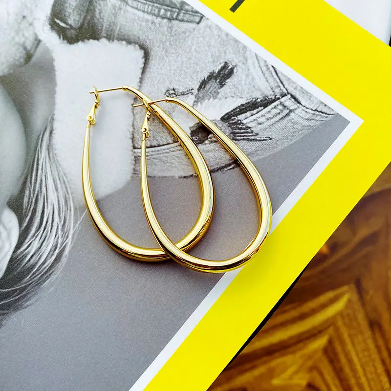 BLIJERY Fashion Hollow Waterdrop Shape Big Hoop Earrings For Women Basketball Brincos Statement Earrings Hoops Punk Jewelry Gift