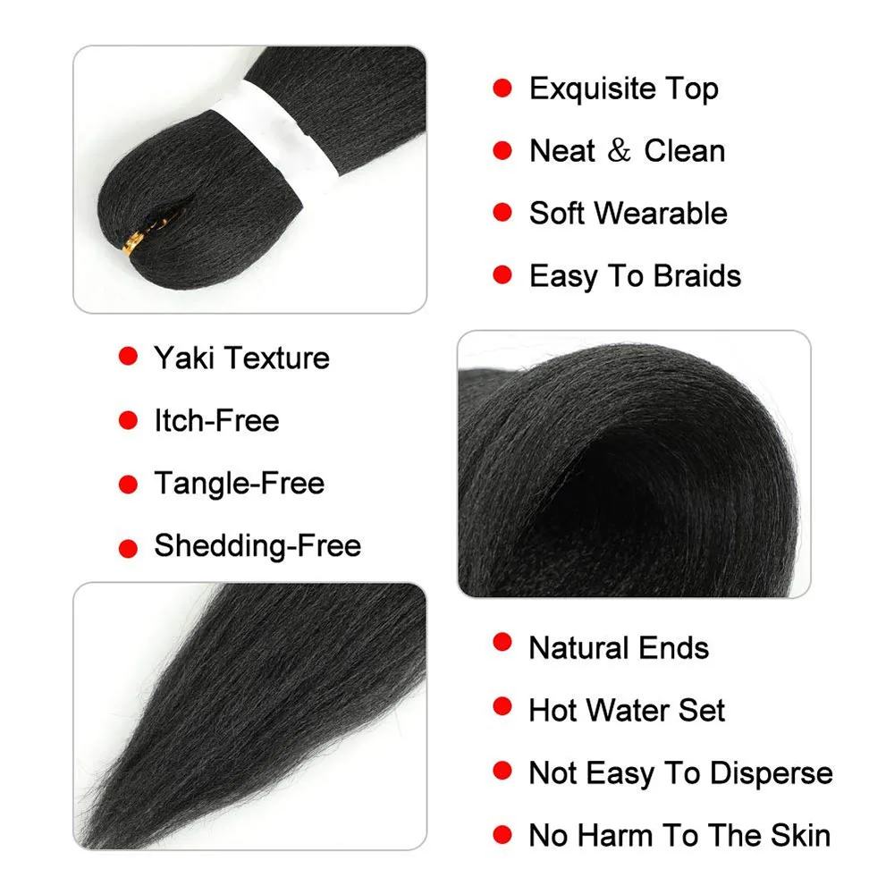 Kanekalon largo para trenzar el cabello, extensiones de pelo sintético con textura Yaki, Afro, negro, trenzas de caja Jumbo, 16/20/22/26/30/42/48