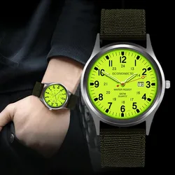 Reloj Hombre Fashion Luminous Green Watch Men Military Sport Watches Nylon Strap Auto Date Quartz Wristwatches Men Male Clock