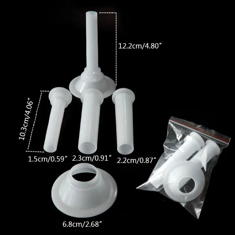 3 pz/set tritacarne salsiccia ripieno tubi riempimento salsicce fai da te creatore imbuti ugelli con 1Pc 6.8cm Base 19QE