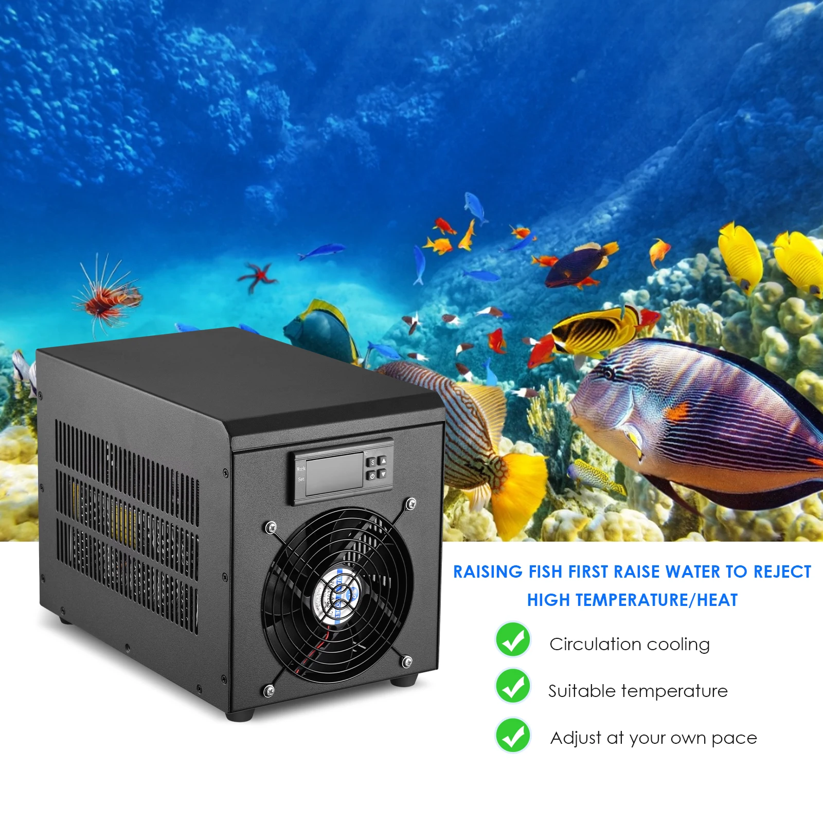 180W Aquarium Water Chiller 60L Fish Tank Cooler Heater System 10-40℃ Constant Temperature Device Sustainable Refrigeration