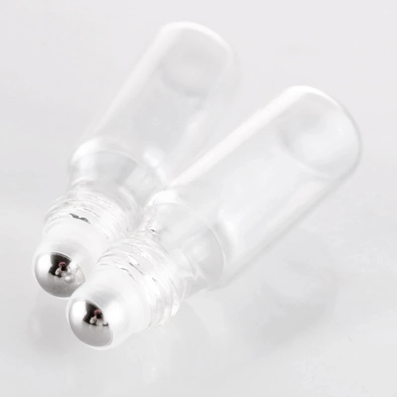 100pcs/lot 5ml Clear Roll on Roller Bottle for Essential Oil Refillable Perfume Bottle Empty Glass Container Makeup Vials