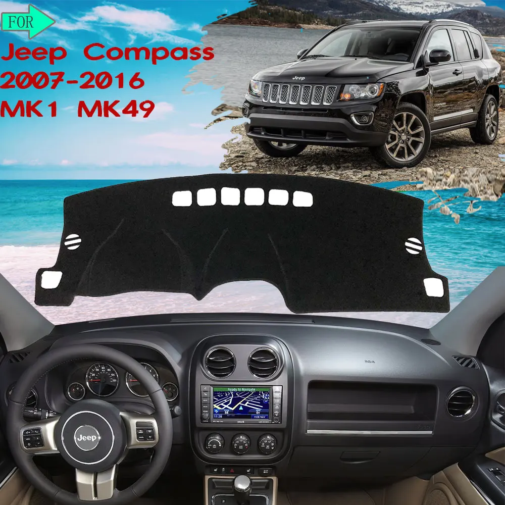 

Коврик для приборной панели, защитный коврик от солнца для Jeep Compass 2007 ~ 2016 2008 2015 MK1 MK49, аксессуары для интерьера автомобиля, товары