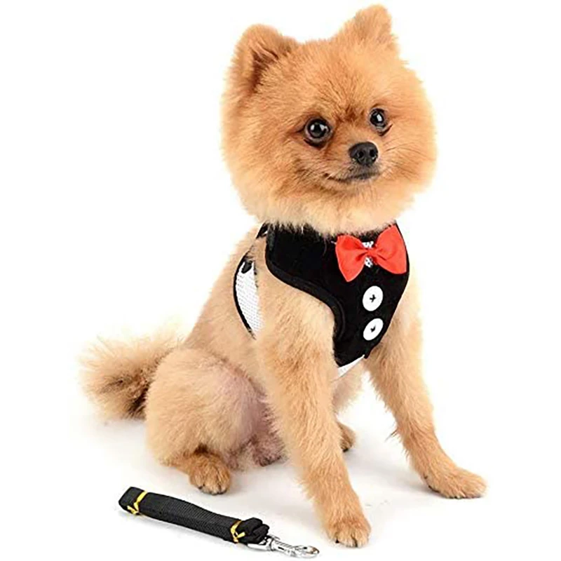 Benepaw No Pull Dog Harness And Leash Set Adjustable Easy Control Breathable Bowtie Cat Puppy Harness Vest For Party Wedding