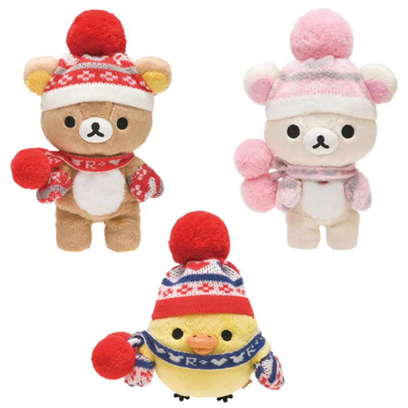 Mùa Đông Khăn Mũ Rilakkuma Korilakkuma Gấu Kiiroitori Chick Sang Trọng Đồ Chơi Thú Nhồi Bông Trẻ Em Đồ Chơi Dành Cho Trẻ Em Quà Tặng Giáng Sinh