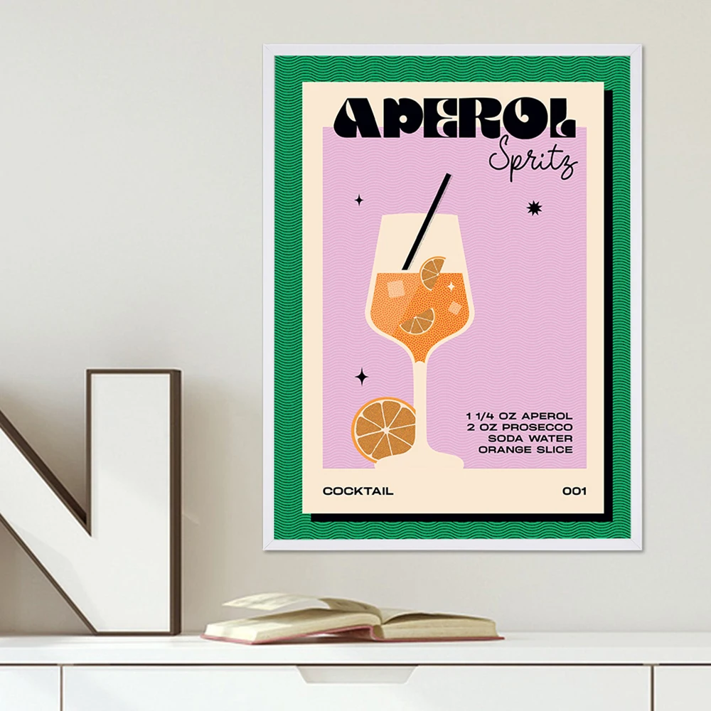 Nordic Poster Retro Cocktails Aperol Spritz Canvas Painting Vintage Art Print Minimalism Modern Wall Picture Kitchen Home Decor