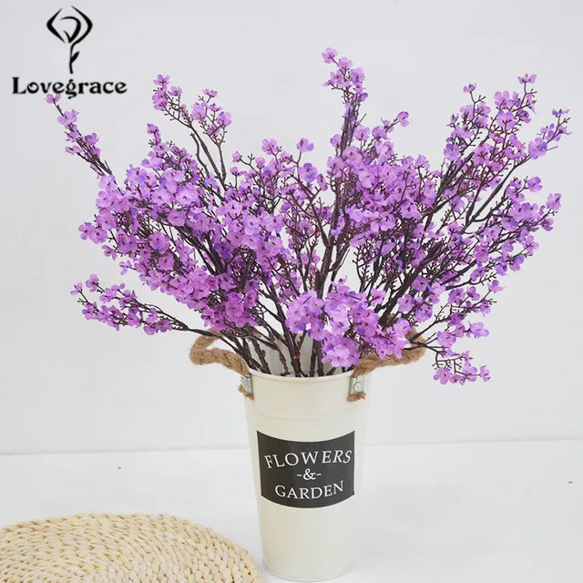 Lovegrace  Artificial Flower Cherry Branch Party Holiday Decoration Artificial 50CM Cherry Blossom Bridal Bouquet Home Decoratio