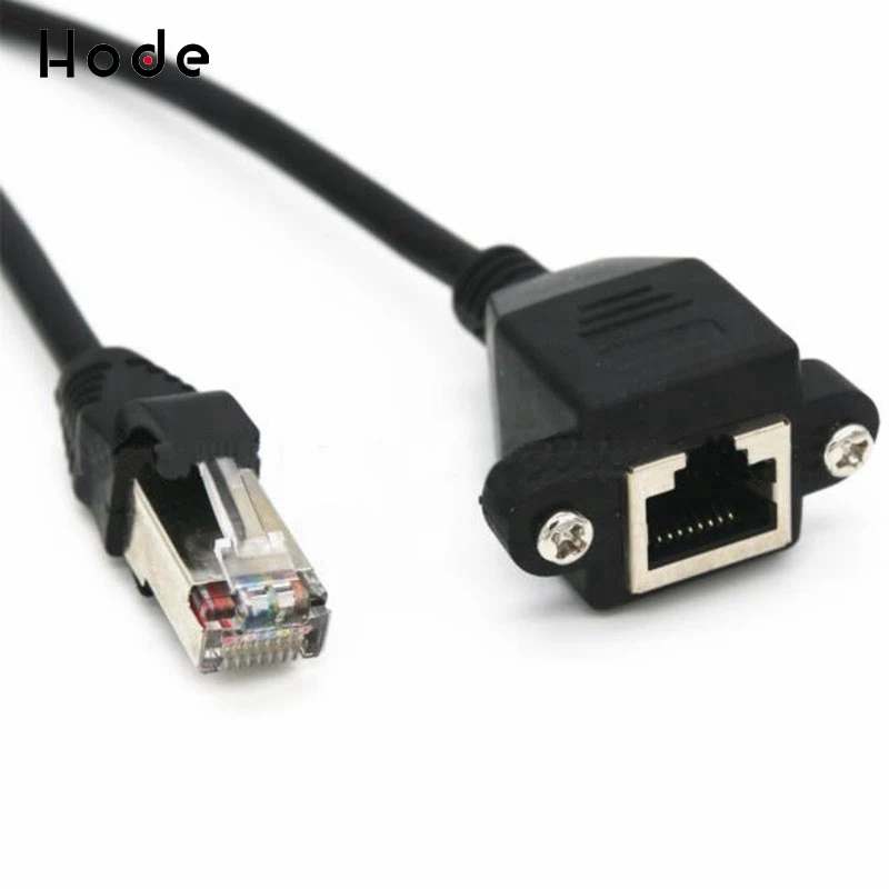 Network cable male to female network connection cable RJ45 network cable extension cable with ear and screw hole can be fixed