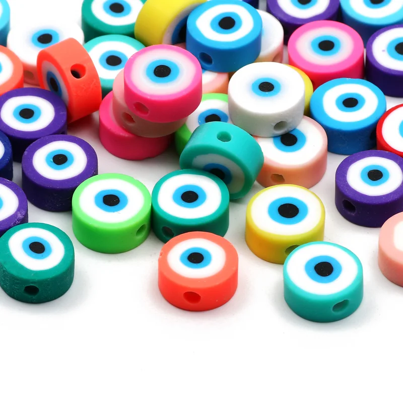 Mixed evil Eye Beads Polymer Clay Beads Round Loose Spacer Beads for Jewelry Making DIY Bracelet Handmade Crafts 20/50/100pcs