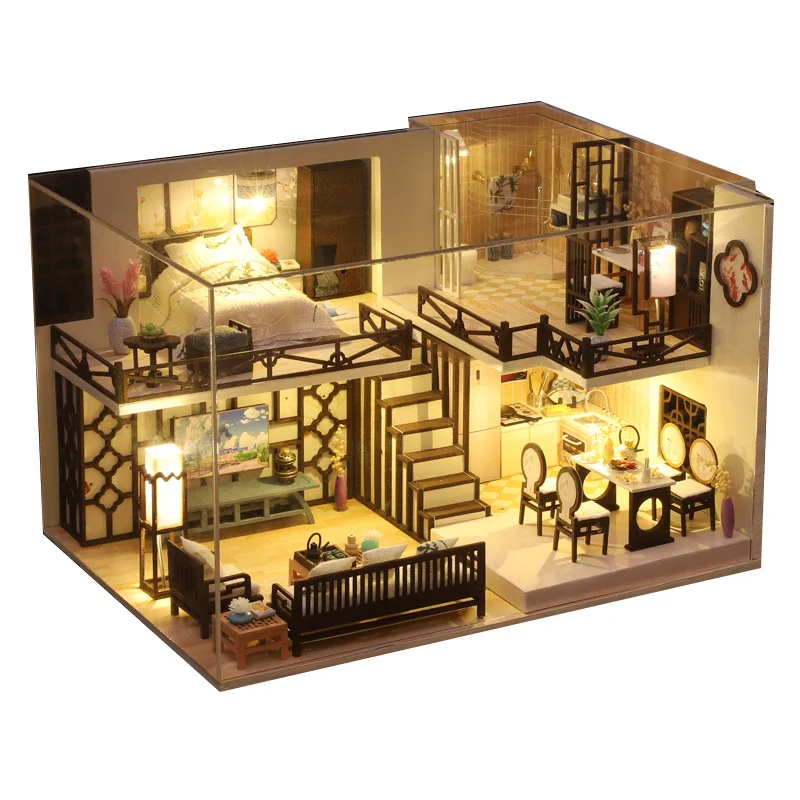 DIY Doll House Miniature Model Building Blocks Children's Toys Miniature Dollhouse Diy Dollhouse Miniature Wooden Toys