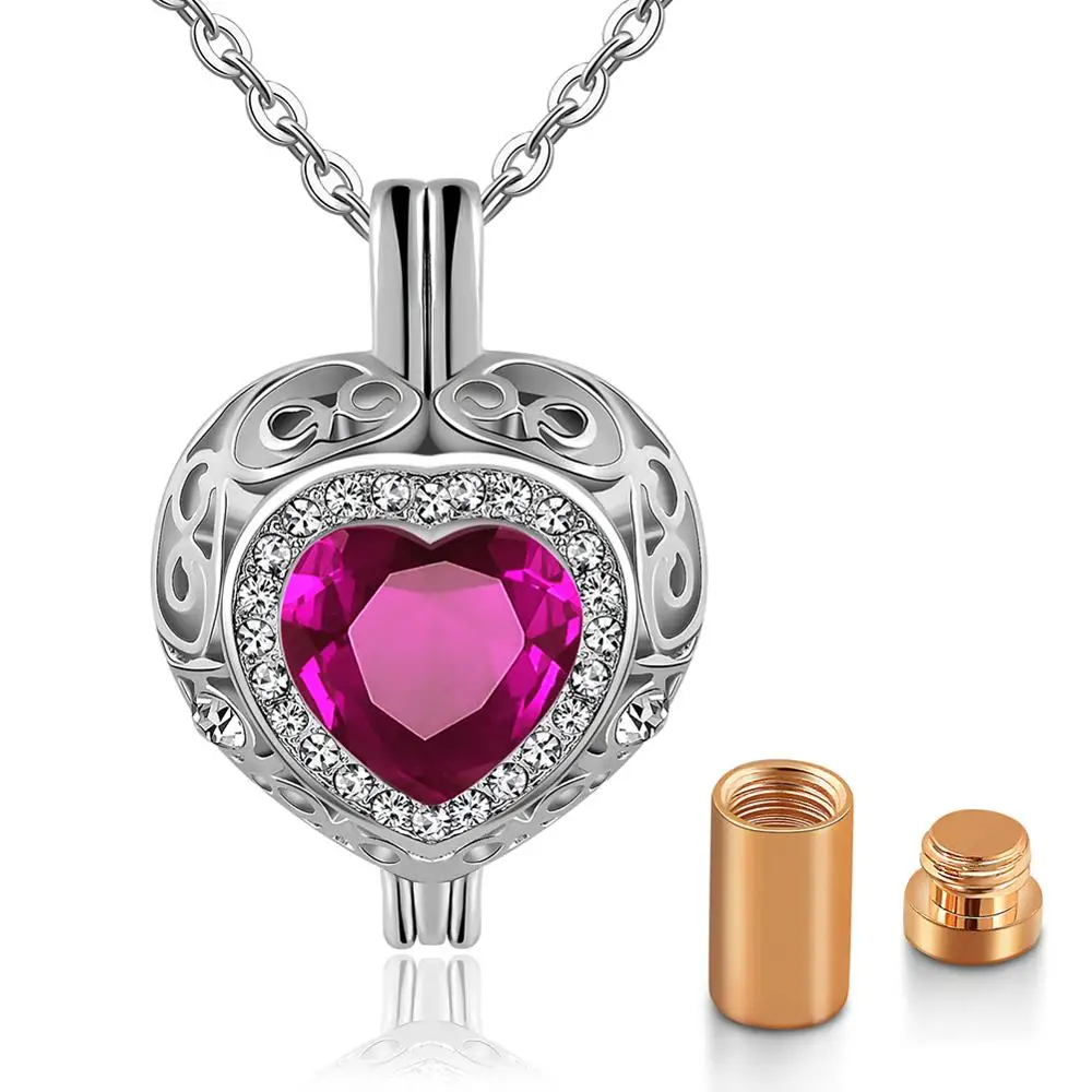 Amerixun Womens&Mens Memorial Heart Cremation urn Jewelry Birthstone Keepsake Jewelry