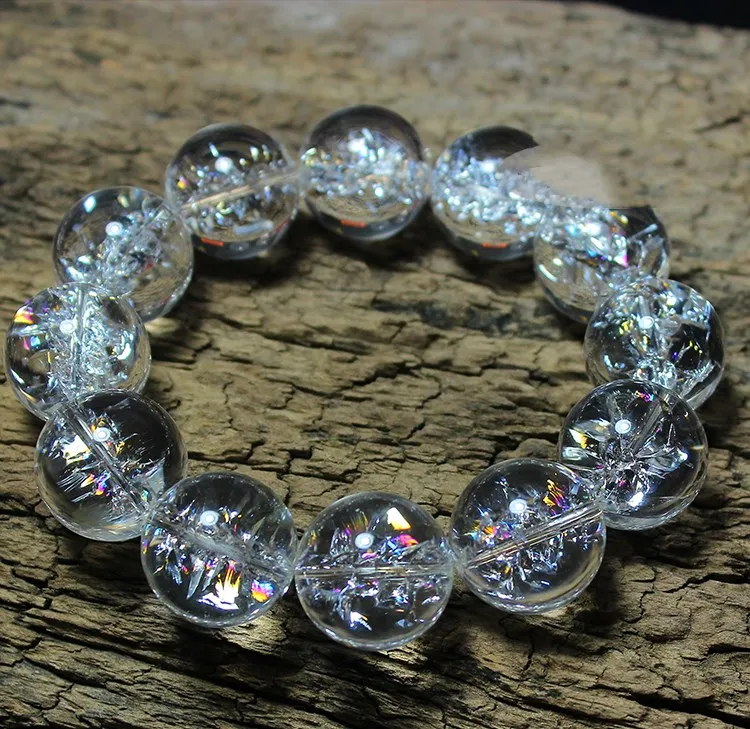 AAAAA Himalaya white crystal round 12/14/16/18/20mm  bracelet  7.5inch FPPJ  energy crystal nature beads