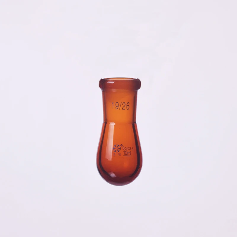 FAPE Brown flask eggplant shape,short neck standard grinding mouth,Capacity 10ml-250ml,Joint 19/26,Brown eggplant-shaped flask