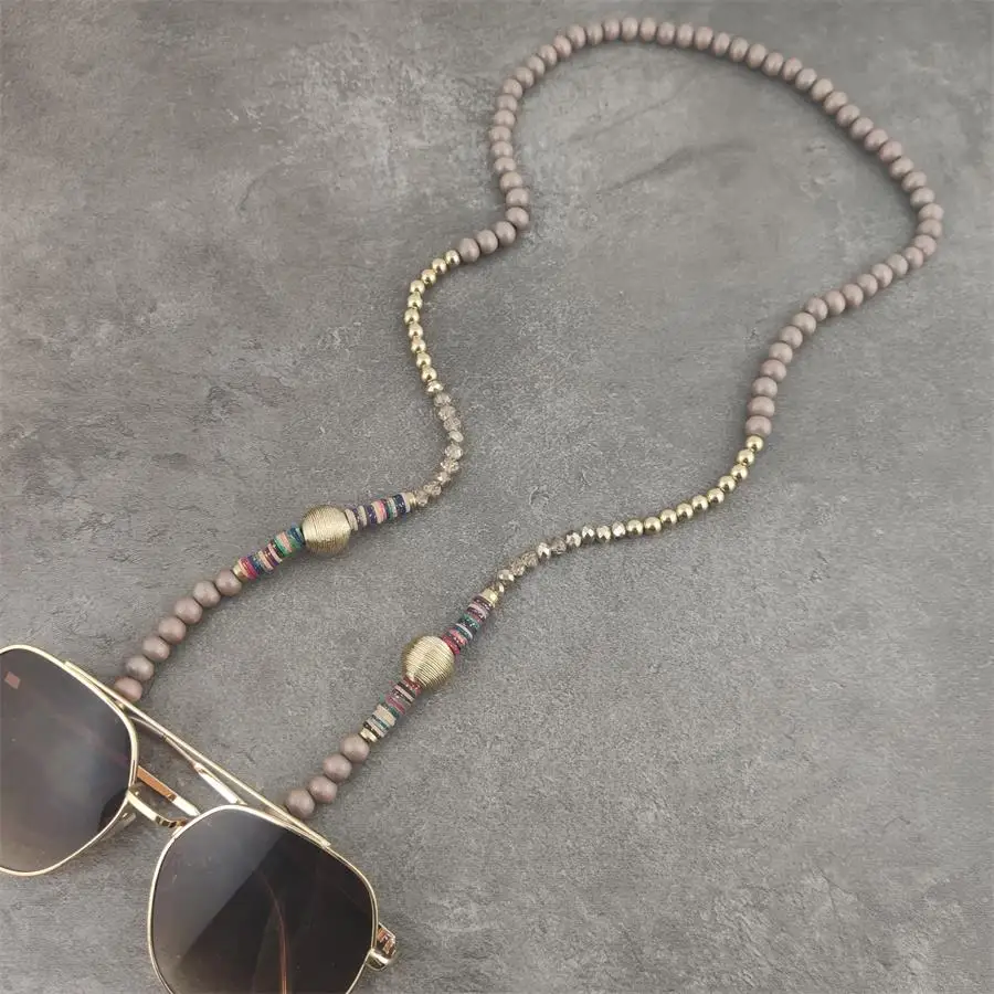 

Brown Retro Simple Fashion Wooden Beads Non-Slip Glasses Chain Vintage mask chain holder lanyard accessories