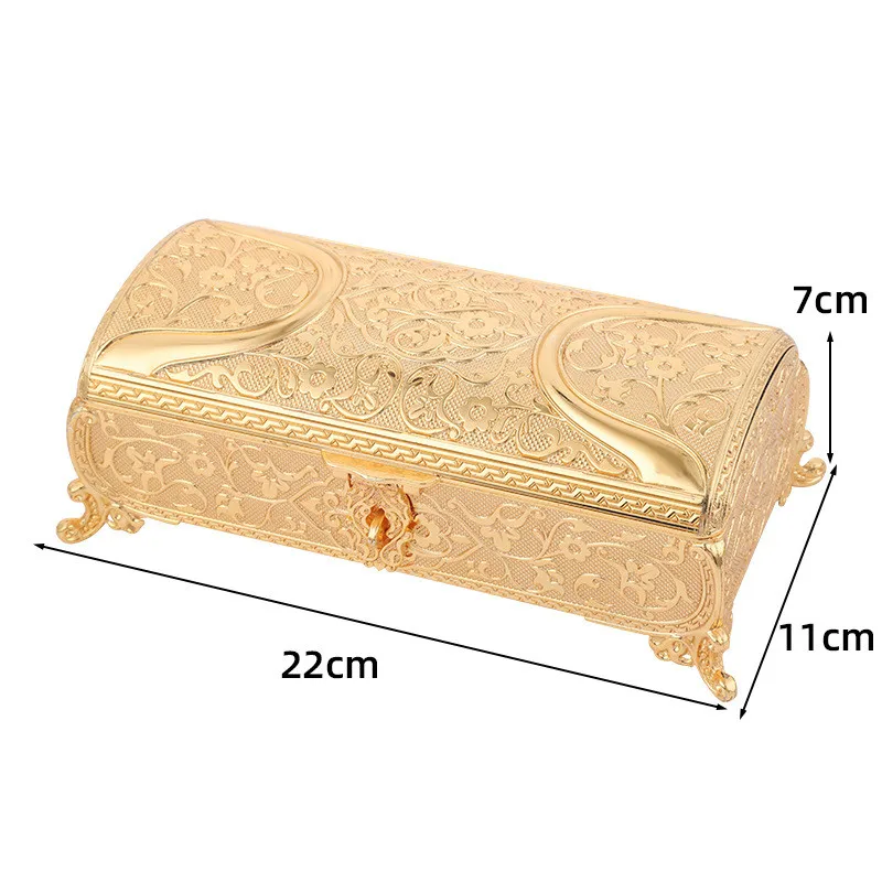 Fashion Metal Jewelry Box Large Treasure Trinket Chest Ring Earrings Necklace Keepsake Gift Holder Case for Girls Women