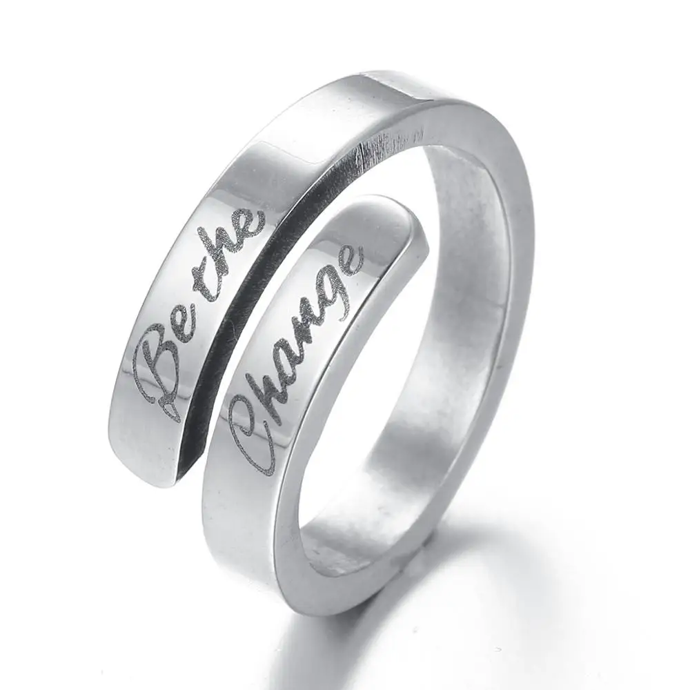 Stainless Steel Be Brave Ring Hiphop Bands Wrap Twisted Ring Inspirational Motivational Jewelry Gift for Her Him