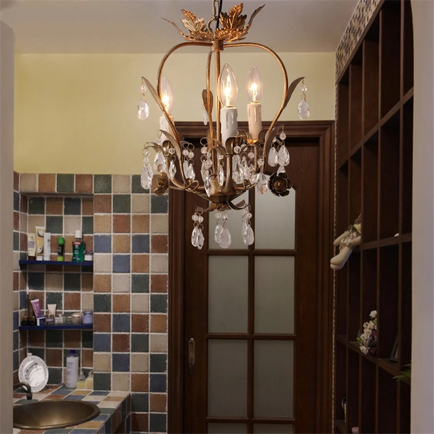 

American Country Pendant Lights Restaurant Candlestick Lamp North Retro Bedroom Crystal Lamp Porch Balcony Hallway Pendant Lamp