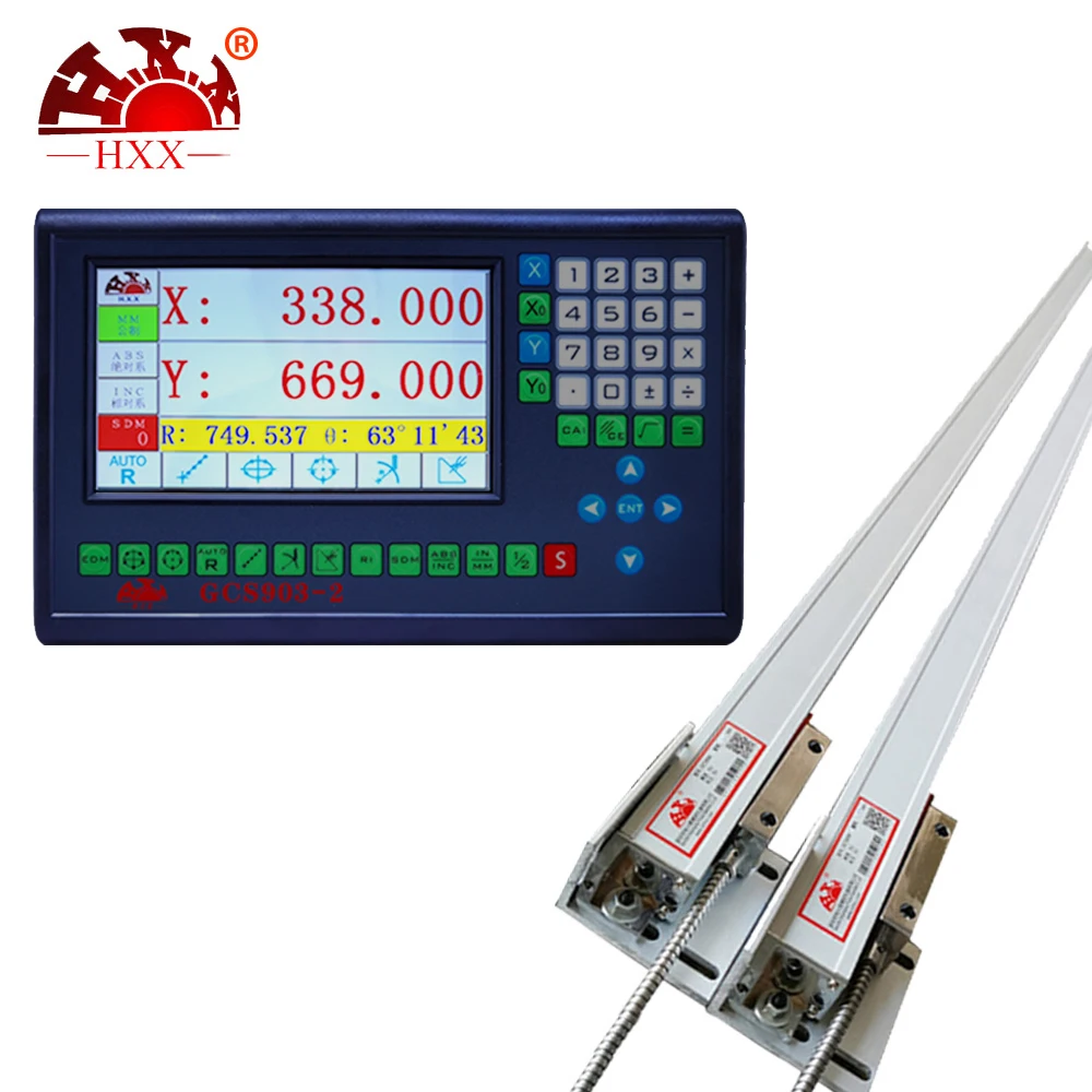 Set DRO LCD a 2 assi Encoder ottico con scala lineare verticale digitale Display di lettura in metallo per fresatrice per tornio Righello Premium