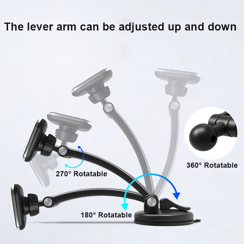 New Car Windshield Mount Holder Magnetic Dashboard Holder Cell Phone Holder Long Arm Stand For Phone Magnet Car Phone Holder