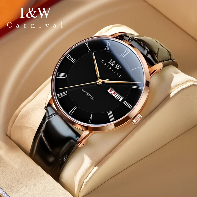 CARNIVAL MIYOTA Mechanical Mens Watches Top Brand Luxury Sapphire Autometic Watch Men Fashion Calendar Classic Leather Relogio