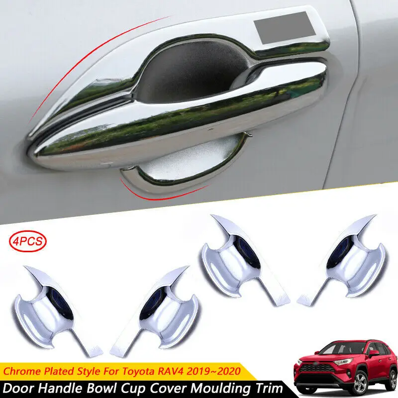 

For TOYOTA Rav4 XA50 2019 2020 2021 Car Exterior Door Handles Bowl Cover Chrome Style Catch Cap Sticker Overlays Protection