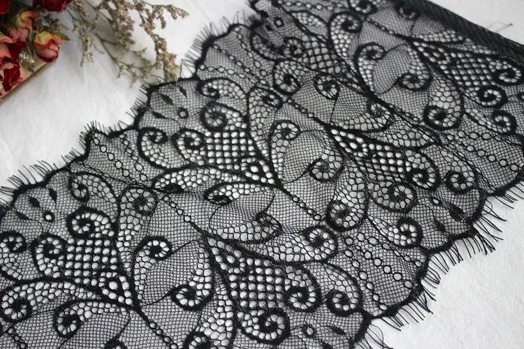 Exquisite export high-quality skin-friendly eyelashes lace embroidery DIY clothing curtain sewing fabric