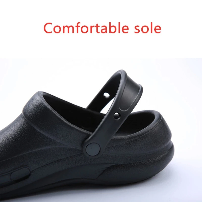 FUQIAO Men EVA Sandals Men\'s Chef Kitchen Working Shoes Super Anti-slip Anti-oil Summer Breathable Hotel Cook Work Slippers