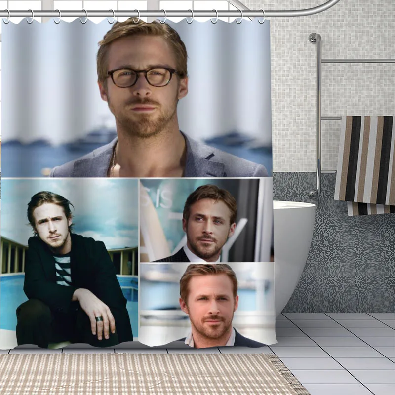 Ryan Gosling Custom Pattern Polyester Bath Curtain Waterproof Shower Curtains Geometric Bath Screen Printed Curtain For Bathroom