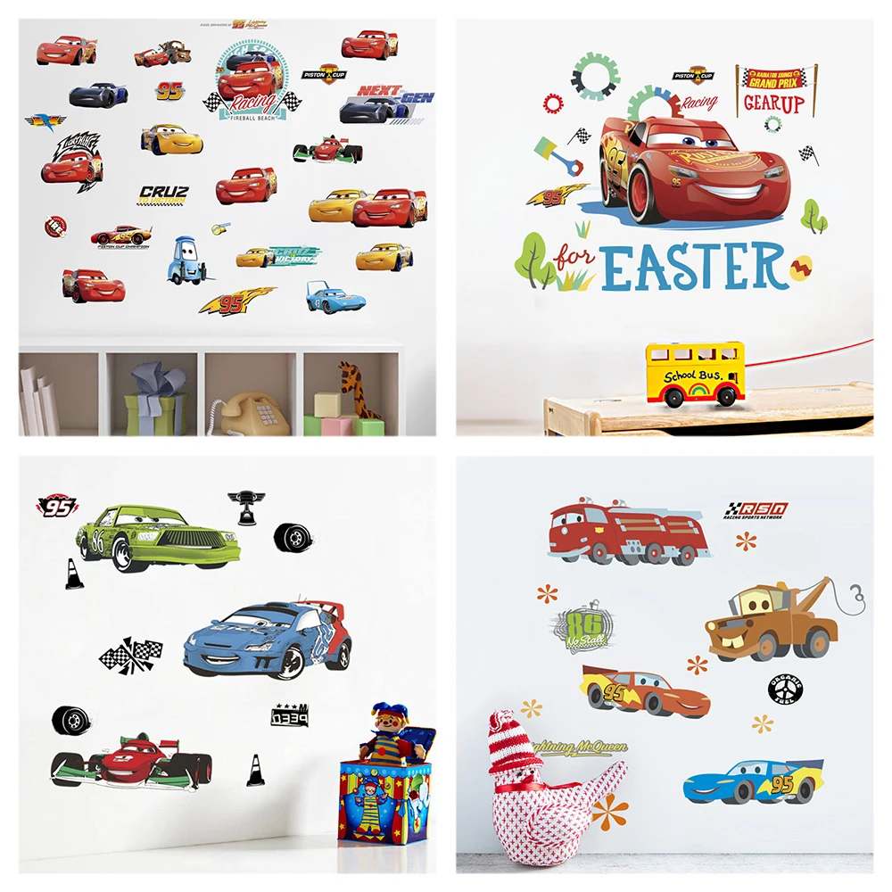 Cartoon Mcqueen Cars Wall Stickers For Kids Room Home Decoration 3d Window Hole Mural Art Boys Decals Diy Anime Movie Posters