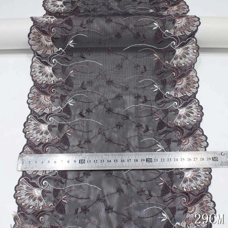 

20Yards Flower Embroidered Lace Trim Two Sides Fabric Skirt Hem For Clothing Accessories Dress Sewing Lace Edge 29cm
